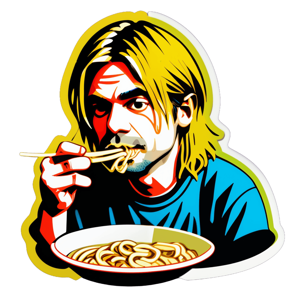 kurt cobain eating noodle