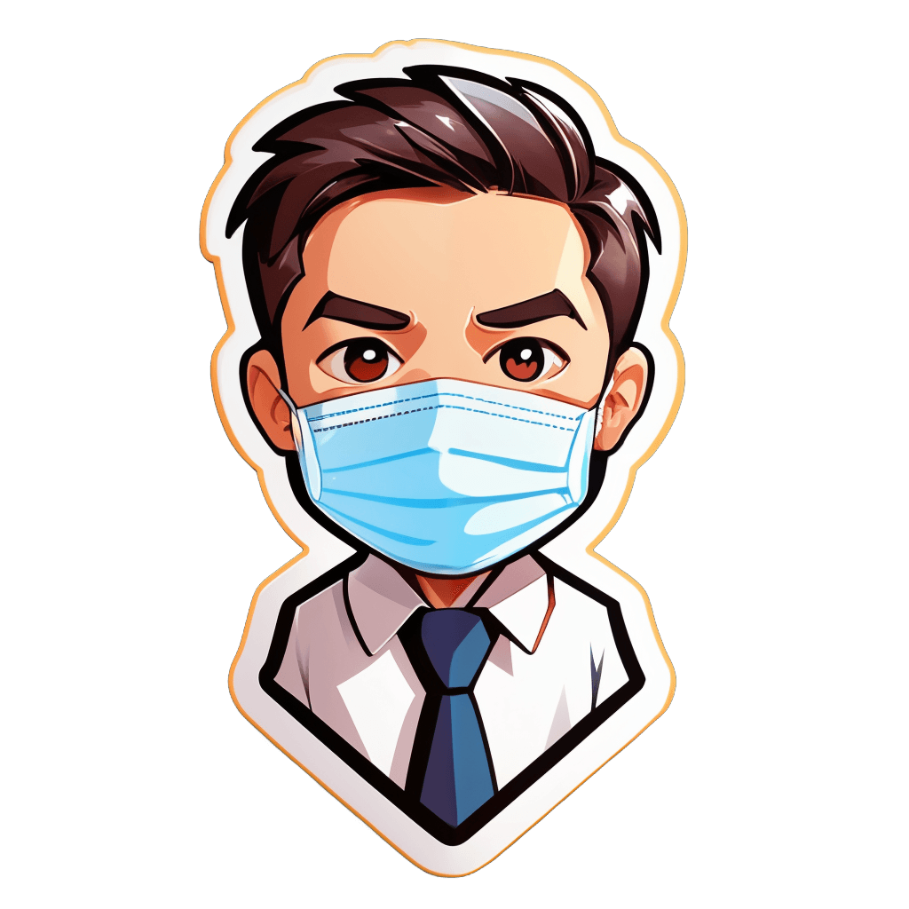 A cute man in a shirt and tie wearing a face mask